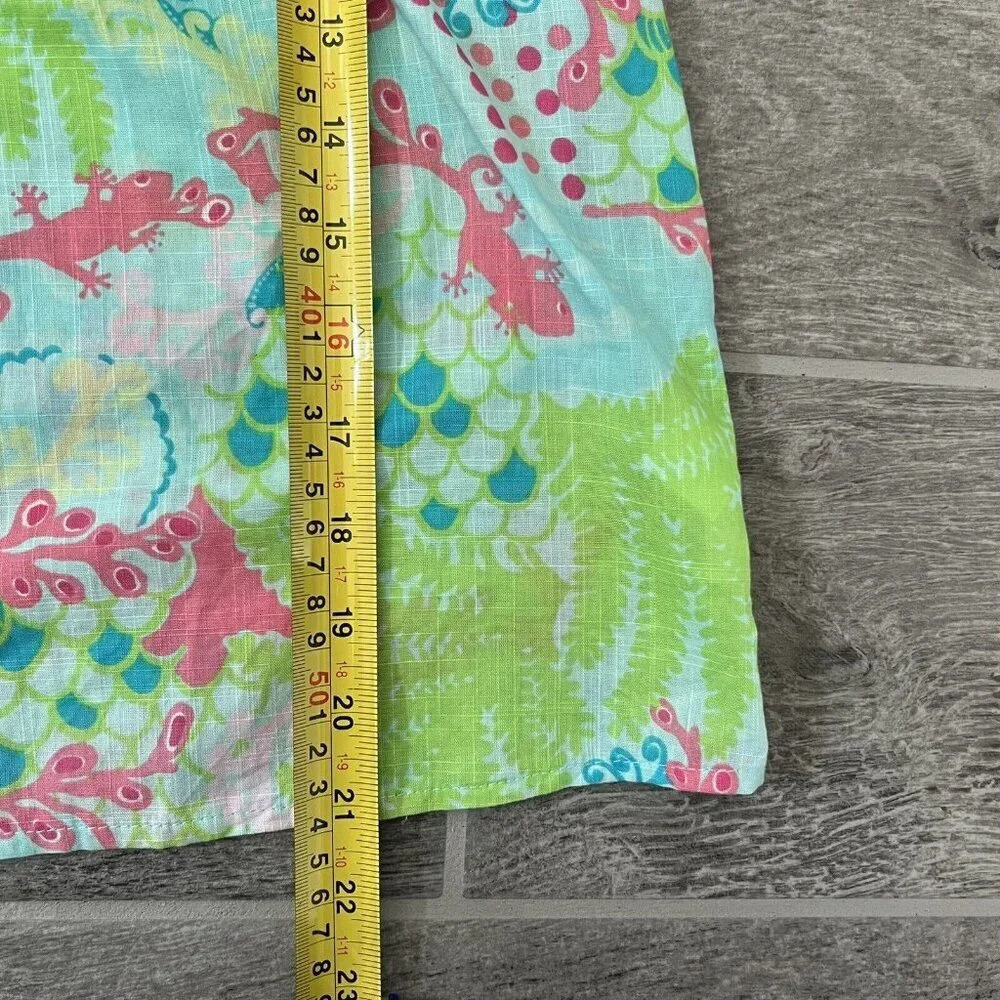 Lilly Pulitzer Girl’s Brynn Tunic Top Size 10 Surf Blue Checking In Lizard Print - Picture 8 of 11